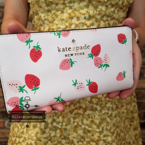 kate spade Handbags - Kate Spade LARGE Strawberry Bifold Wallet Pink